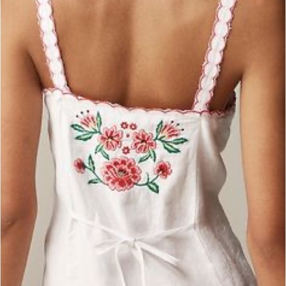 J. Crew Floral Embroidered Linen Mini Dress EUC Size 10 - Picture 7 of 9